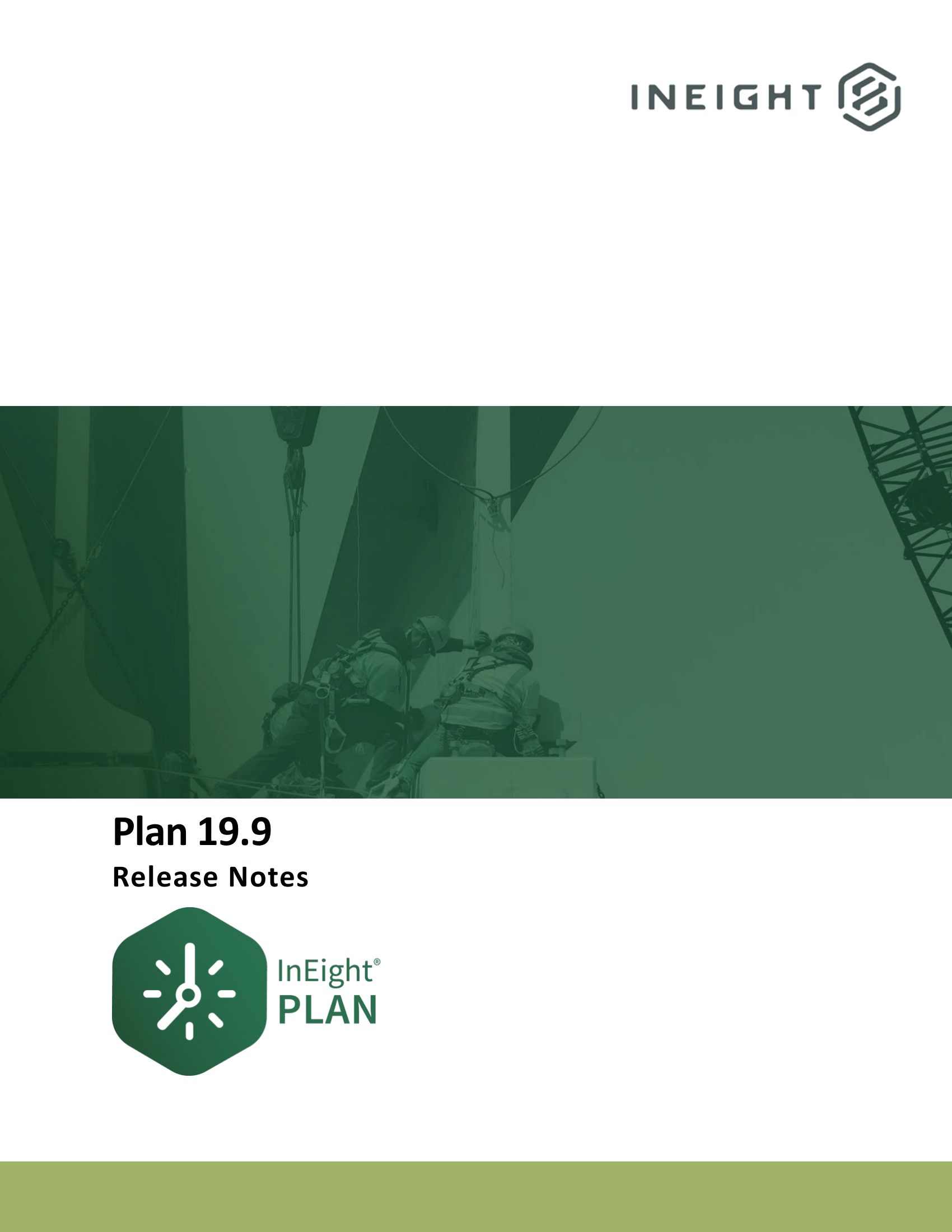 InEight Plan 19.9 Release Notes