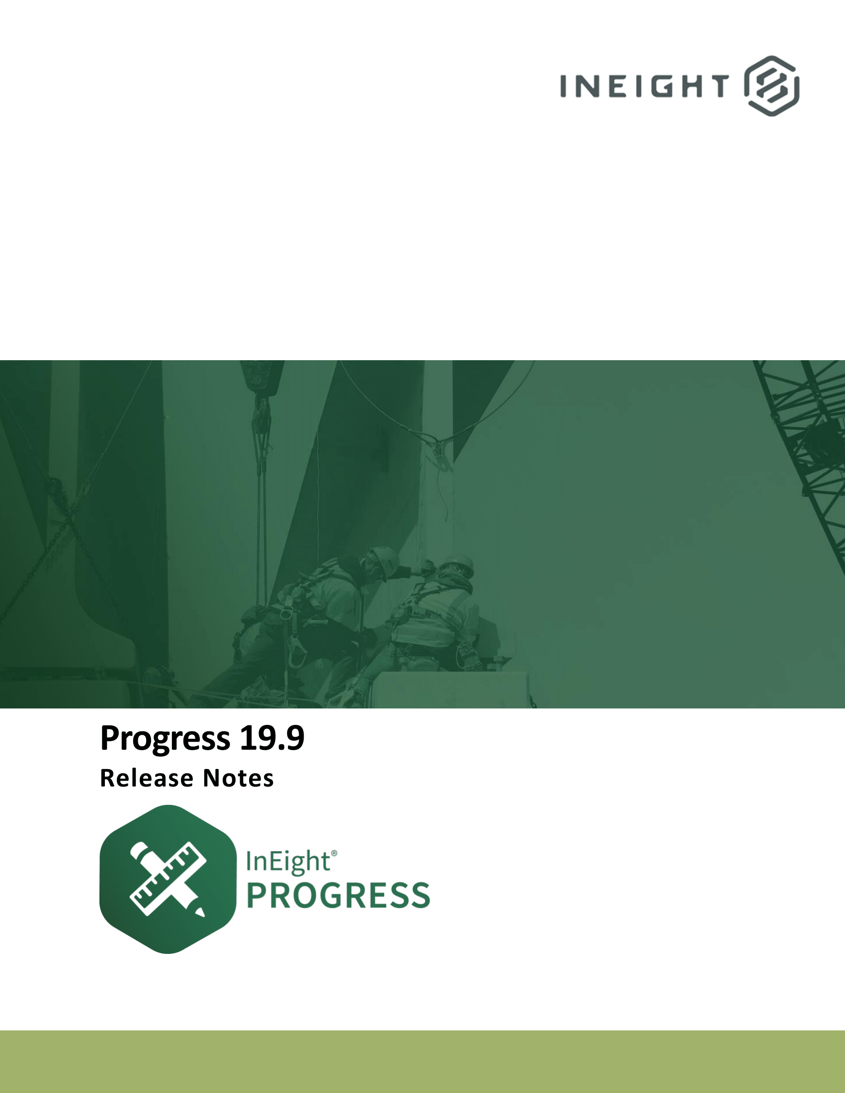 InEight Progress 19.9 Release Notes